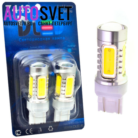 Лампа светодиодная W21/5W 7443 - 5Led High-Power + Линза 7.5Вт
